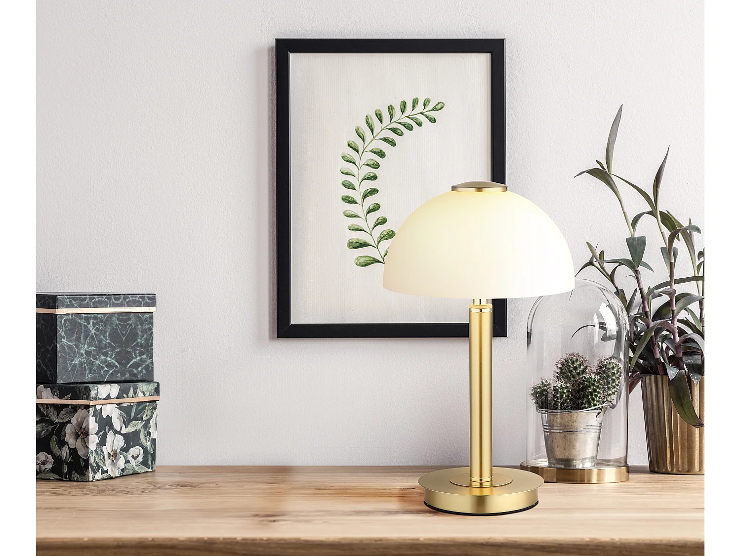 Lampe à poser métal couleur laiton mat, LED