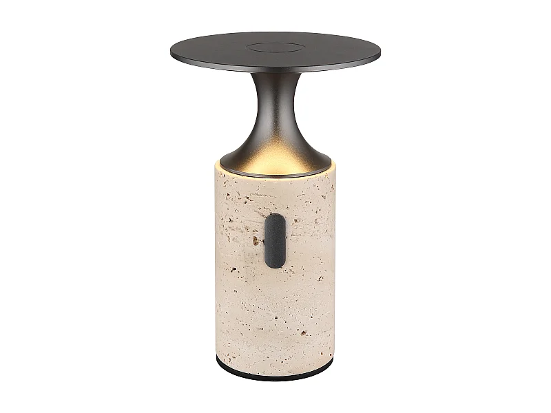 Tischleuchte Travertine Stein grau, LED