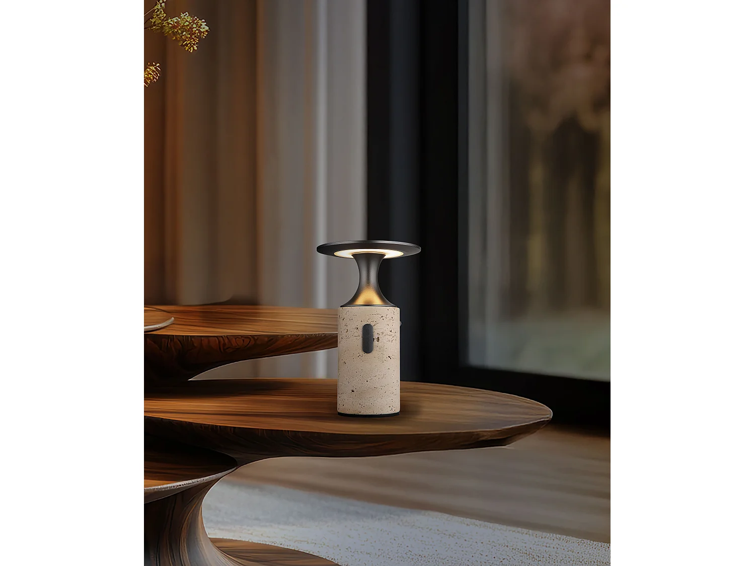 Tafellamp Travertijn grijs, LED