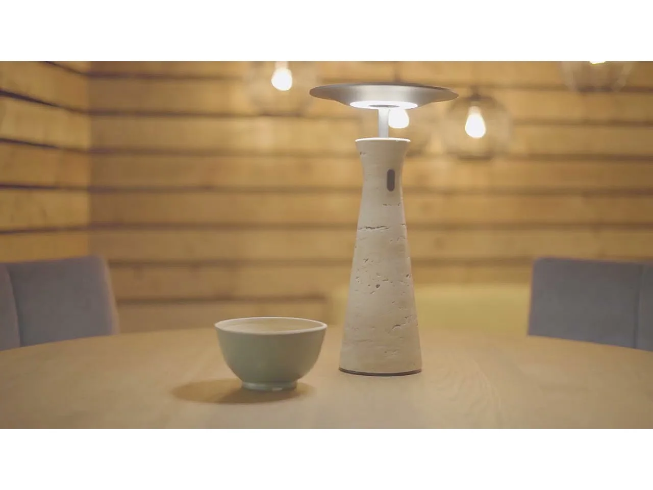 Tafellamp Travertijn grijs, LED