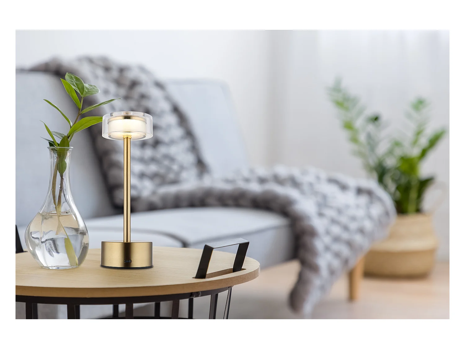 Tafellamp metaal messingkleurig dof, LED