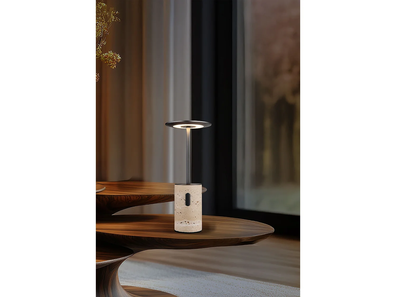 Lampe à poser Pierre de Travertin gris, LED