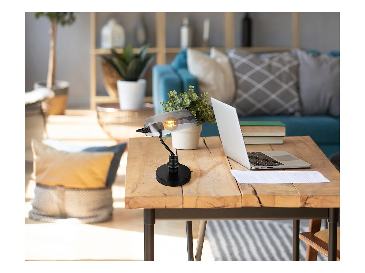 Candeeiro mesa metal preto mate, 1x E27