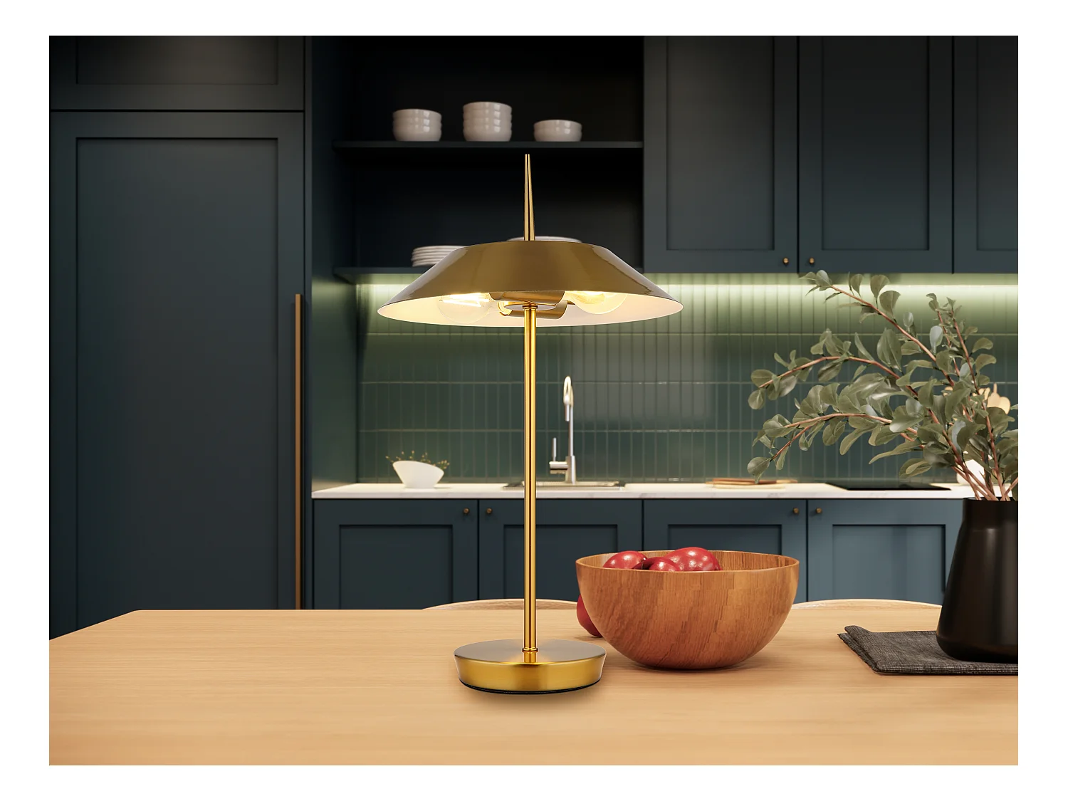 Tafellamp metaal messingkleurig dof, 2x E27