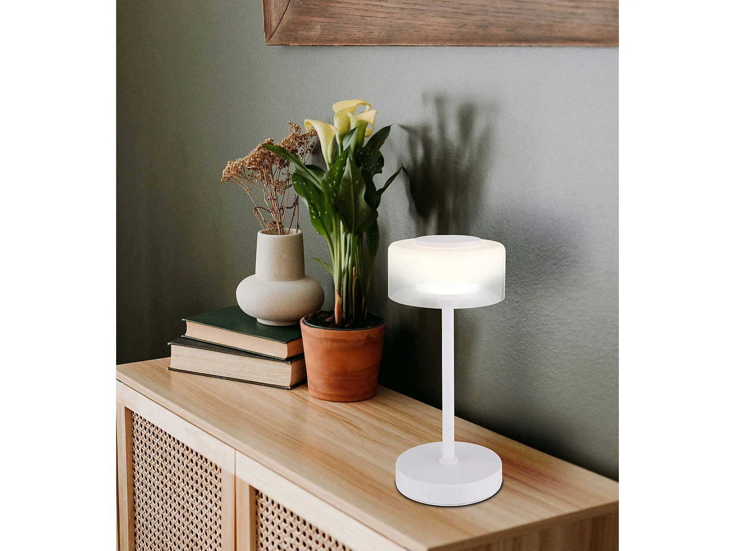 Lampe à poser métal blanc mat, LED