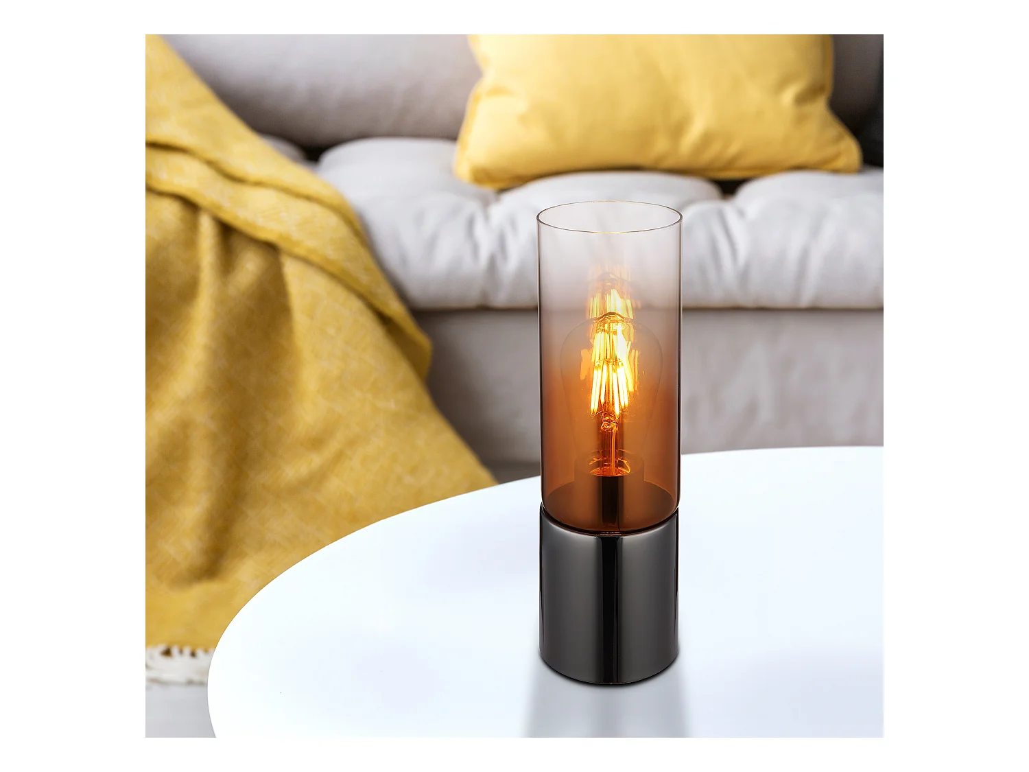 Lampe à poser métal noir chromé/gunmetal, 1x E27