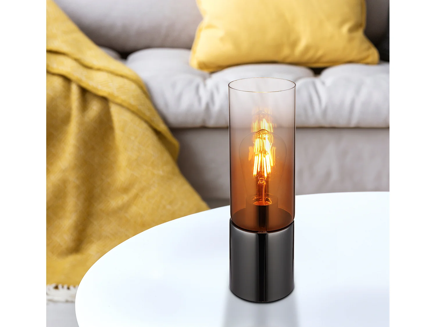 Tischleuchte Metall schwarz-chrom, 1x E27