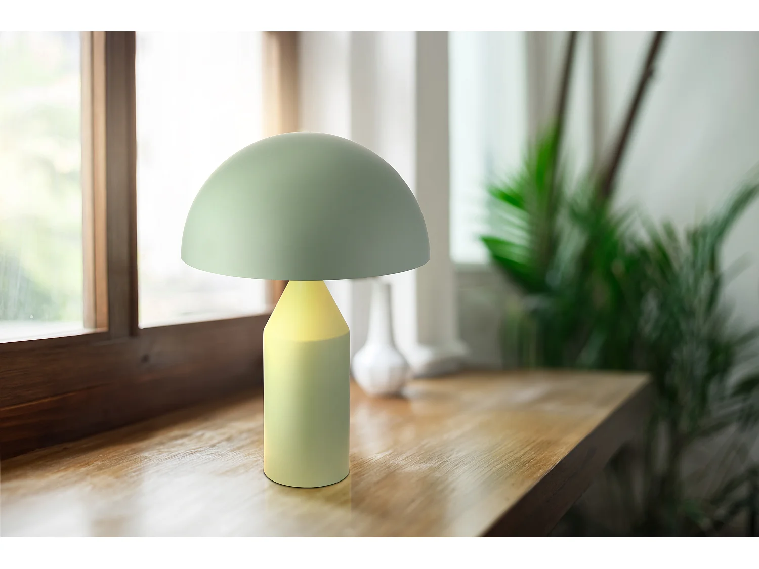 Lampada da tavolo metallo verde pallido satinato, 2x E27