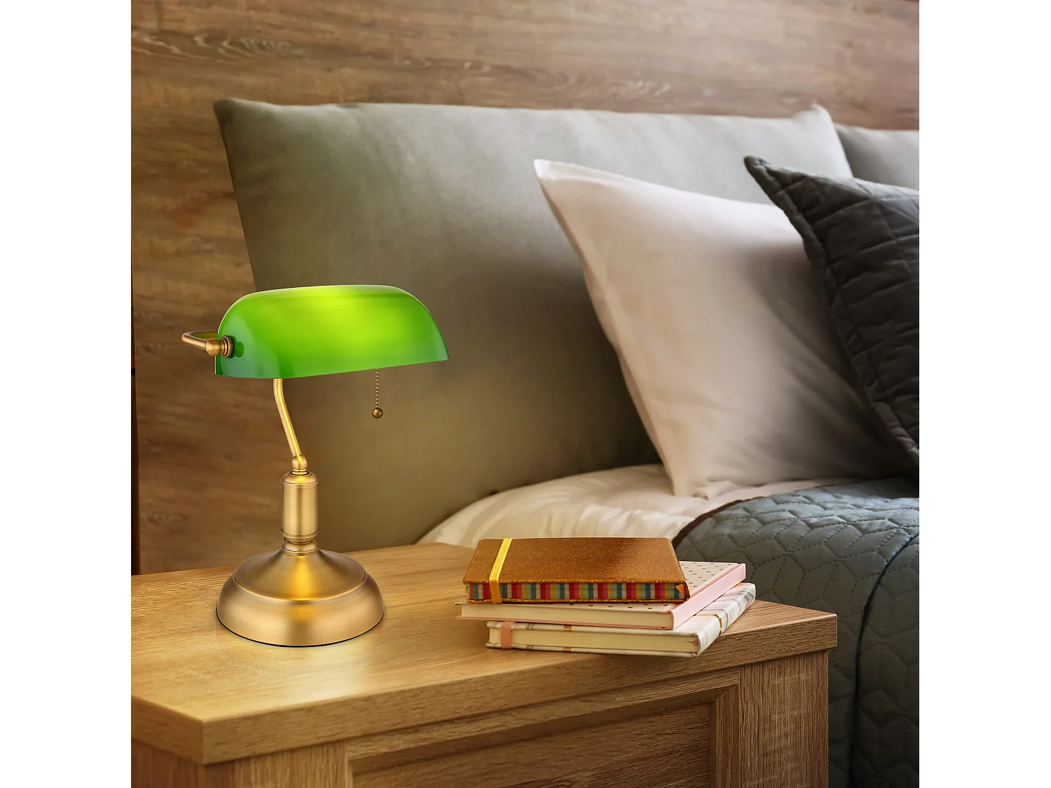 Lampe à poser métal laiton ancien, 1x E27