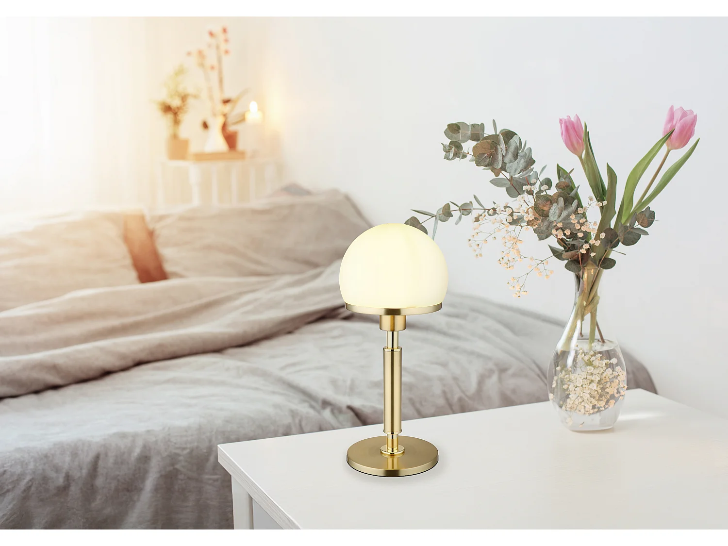 Lampe à poser métal couleur laiton, 1x E27