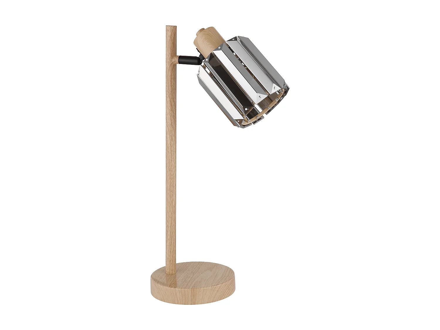 Lampe à poser métal décor bois, 1x E14