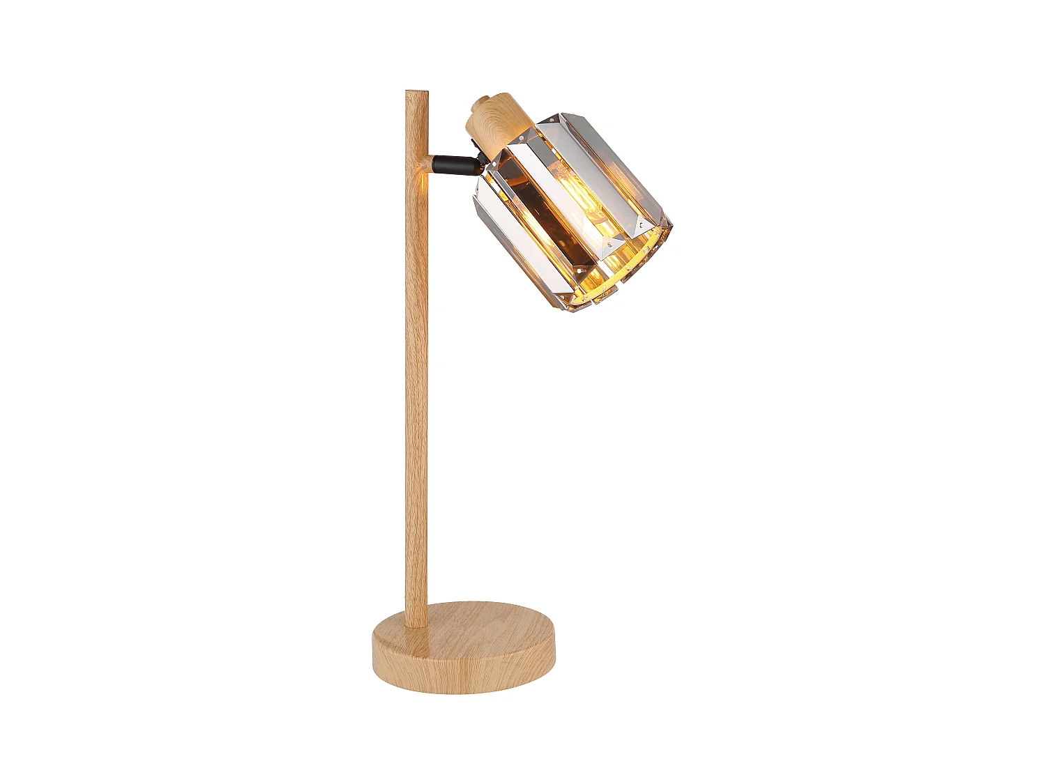 Lampe à poser métal décor bois, 1x E14