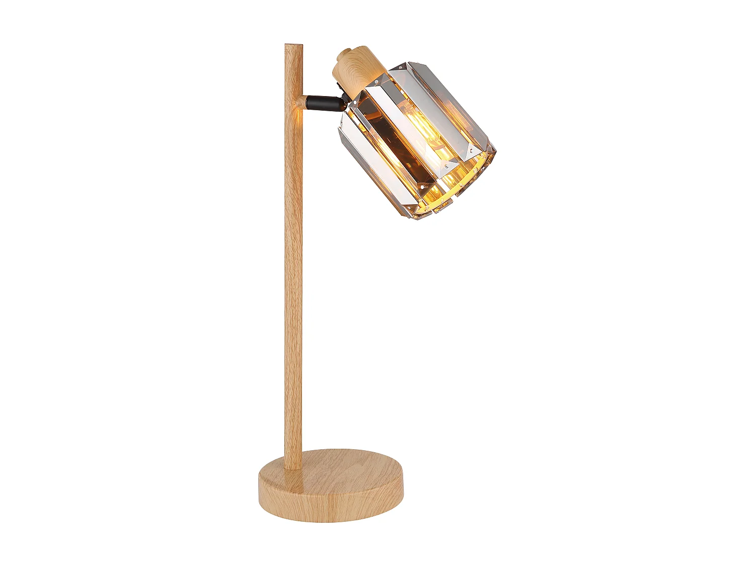 Lampe à poser métal décor bois, 1x E14