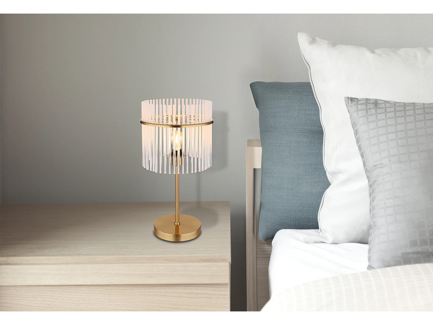 Lampe à poser métal couleur or mat, 1x E27