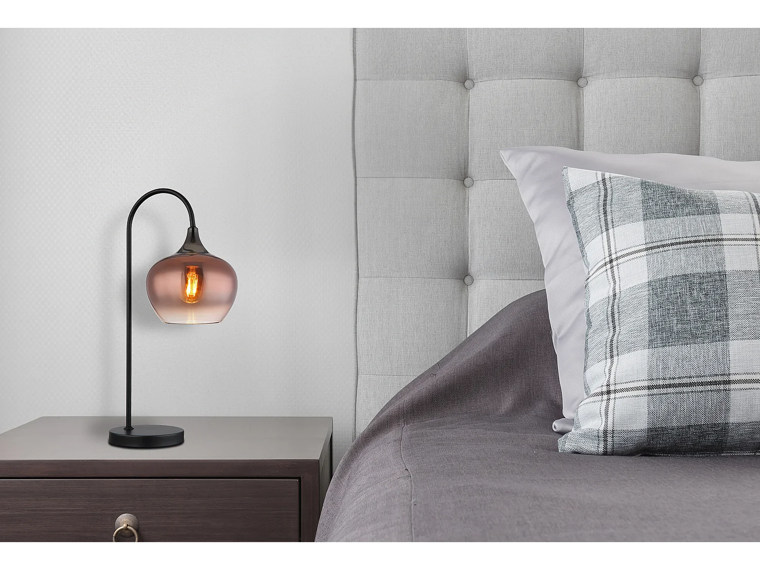 Lampe à poser métal noir mat, 1x E27