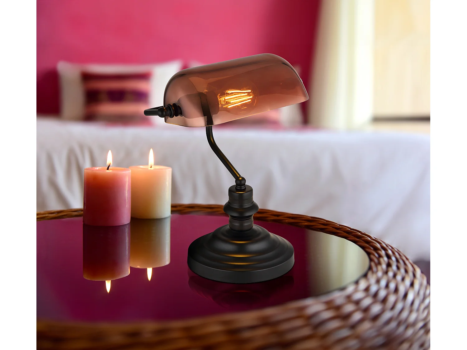 Lámpara de mesa metal negro mate, 1x E27