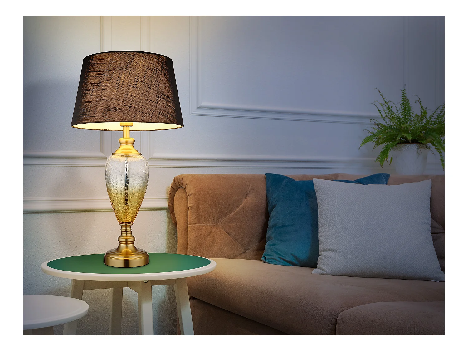 Lampe à poser métal laiton ancien, 1x E27