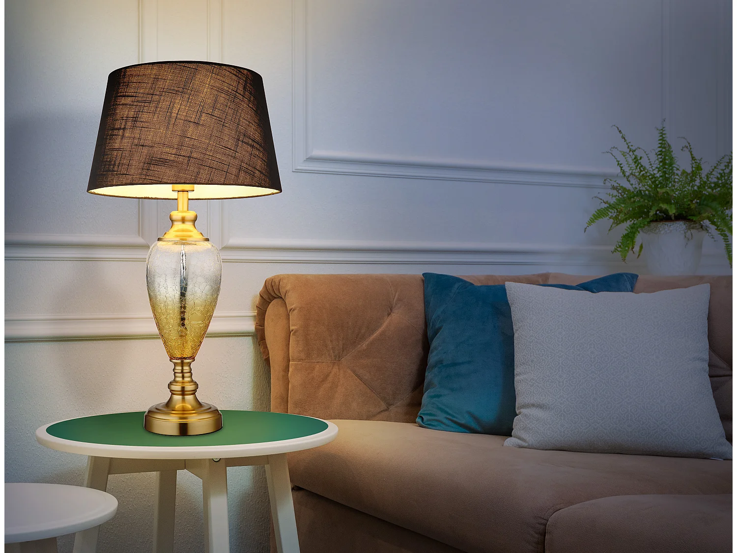 Lampe à poser métal laiton ancien, 1x E27