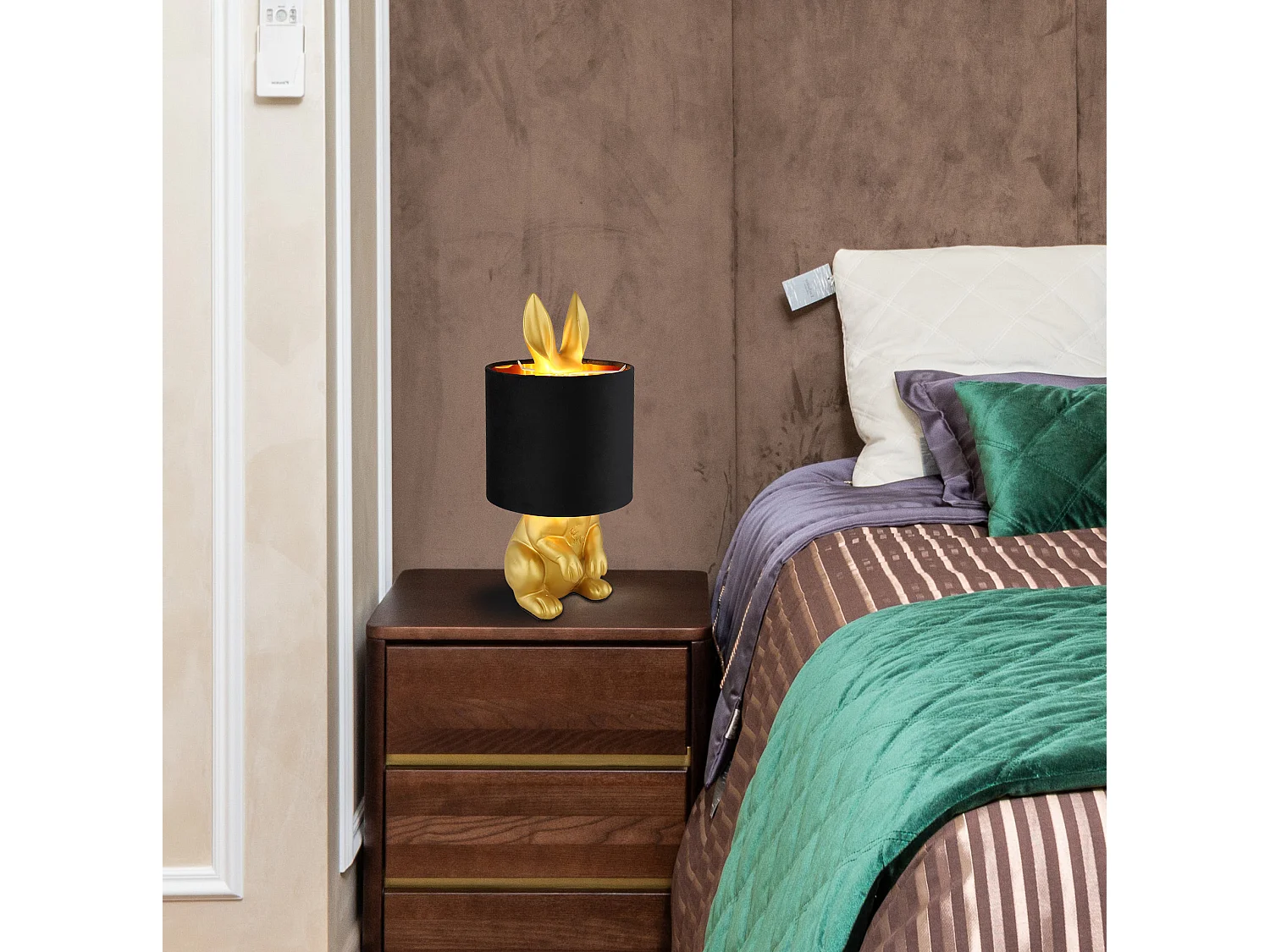 Lampe à poser plastique couleur or mat, 1x E27