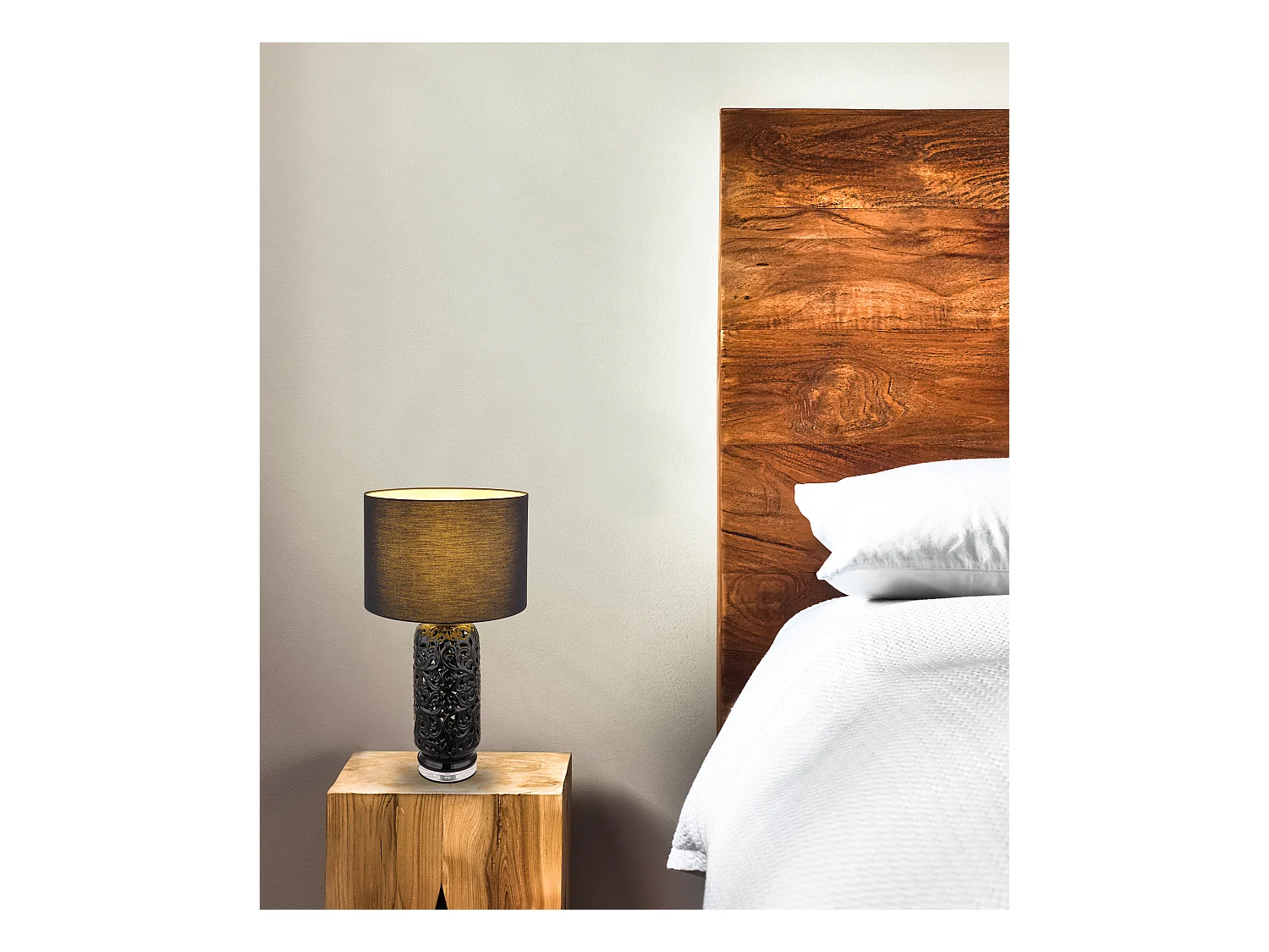 Lampe à poser céramique noir mat, 1x E27