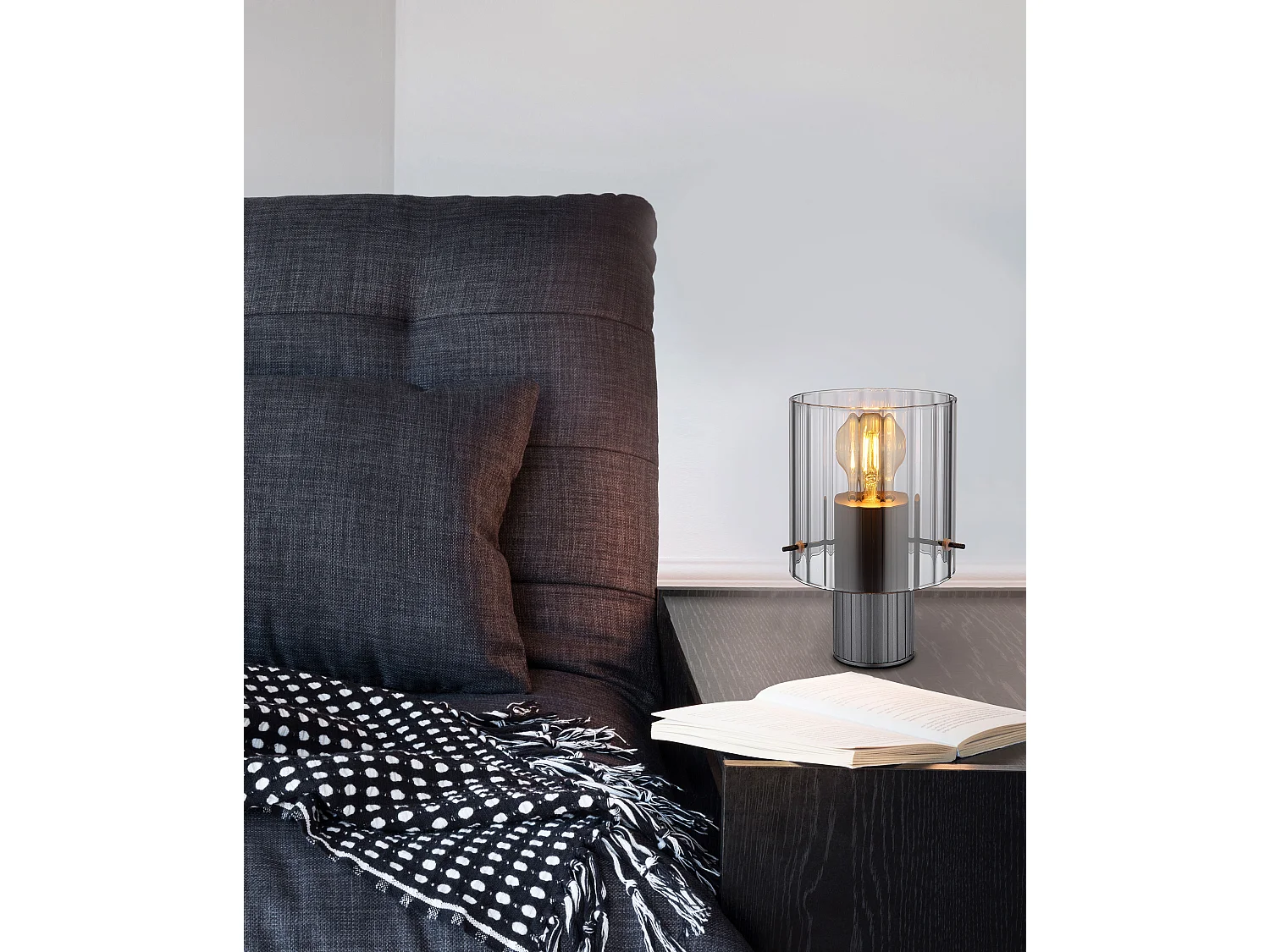 Tischleuchte Metall grau dunkel, 1x E27