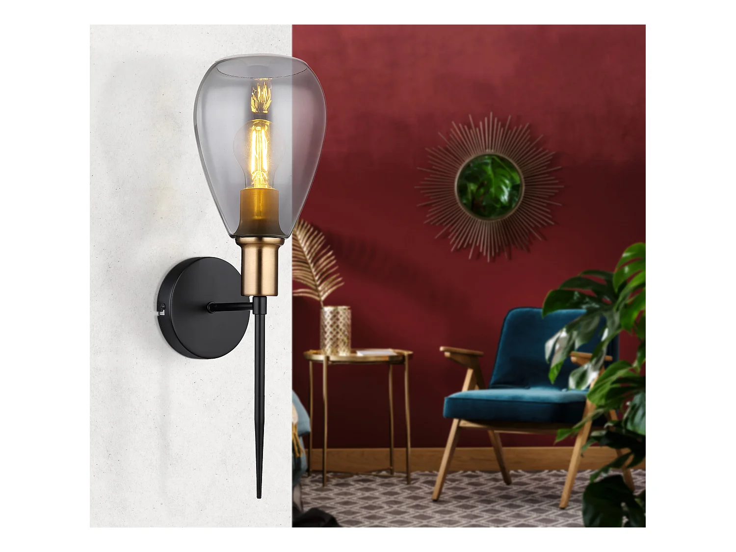 Applique metallo nero satinato, 1x E27