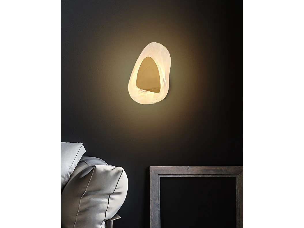 Applique murale métal couleur laiton mat, LED