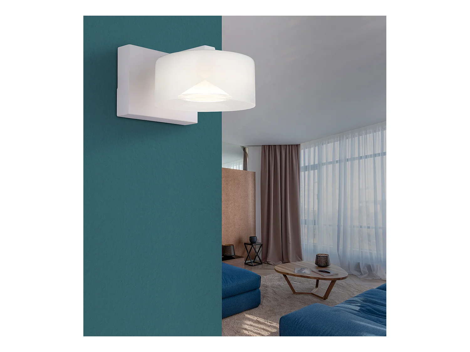 Applique murale métal blanc mat, LED