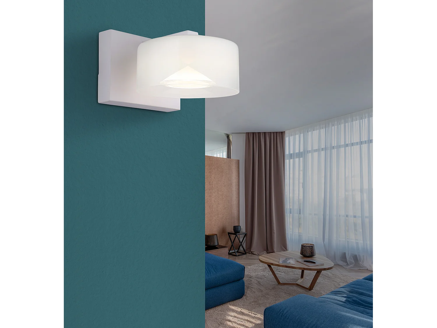 Applique murale métal blanc mat, LED