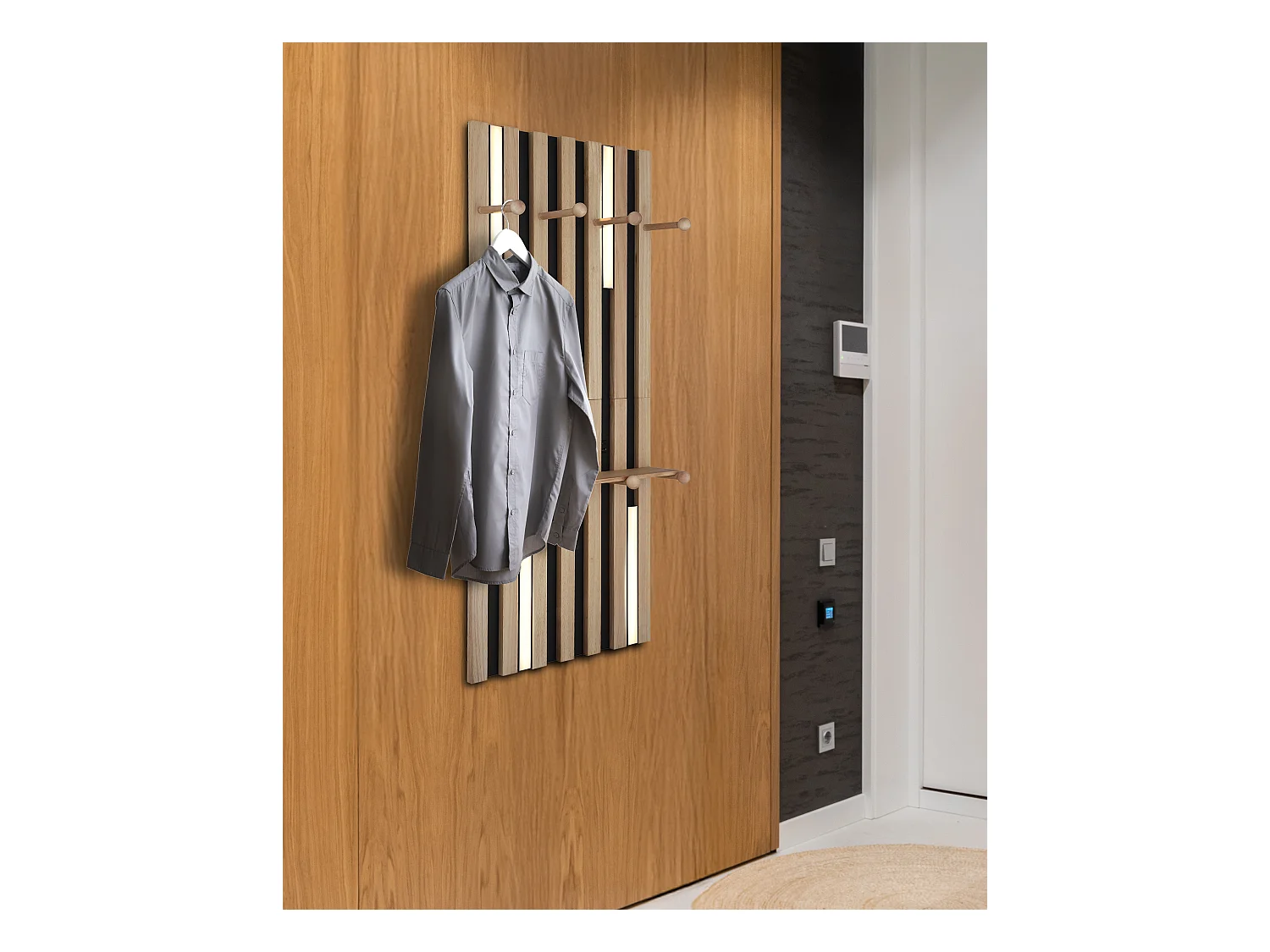 Applique murale métal noir mat, LED