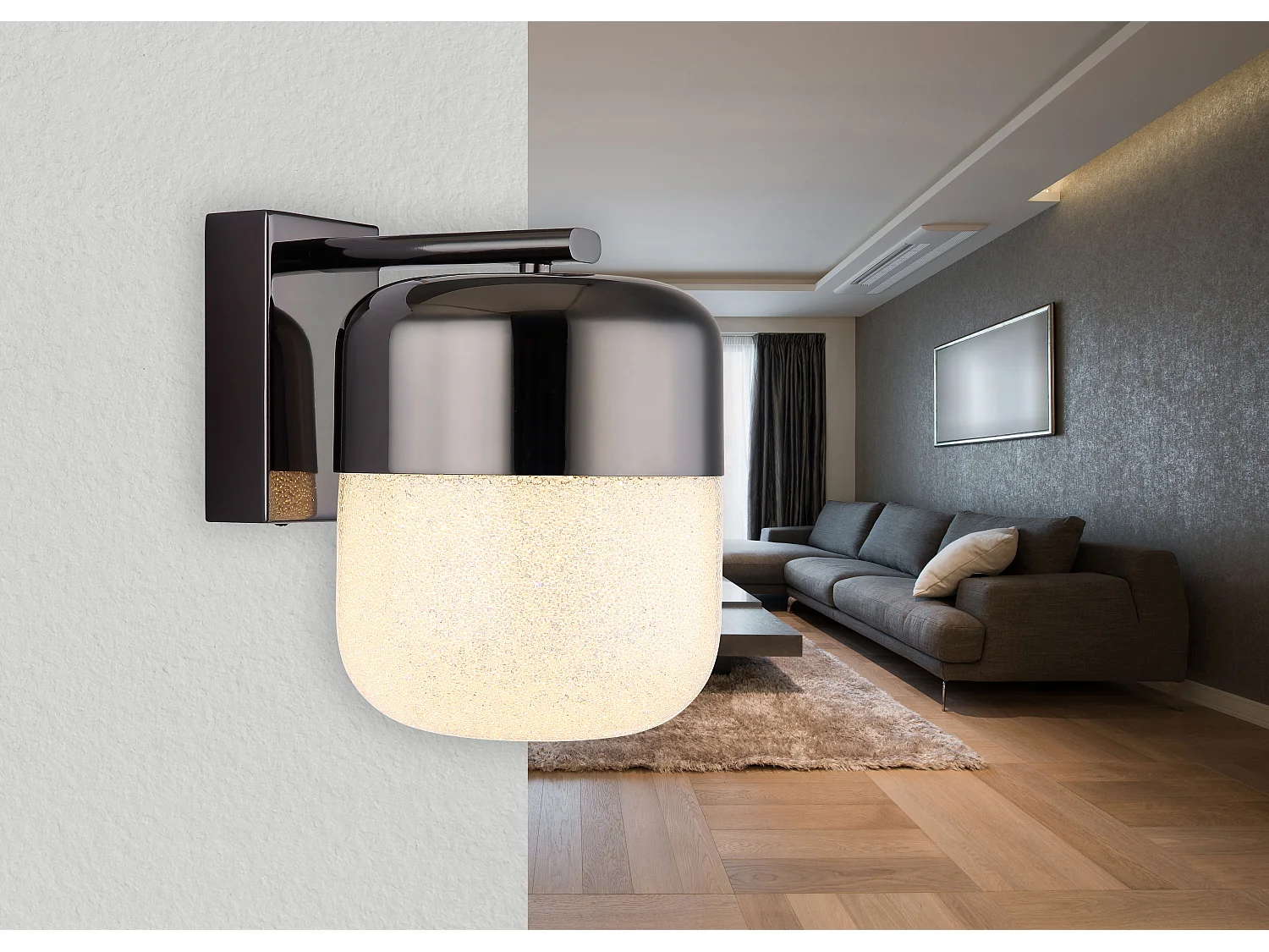 Applique murale métal graphite mat, LED