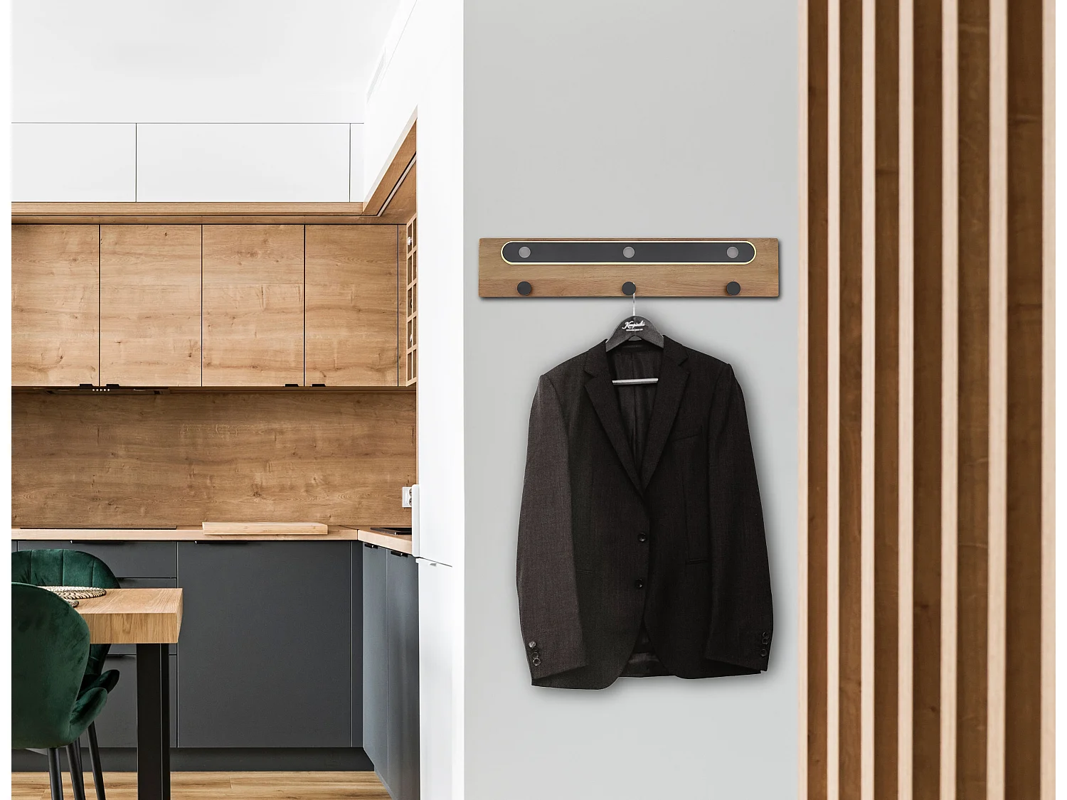 Applique murale métal noir mat, LED