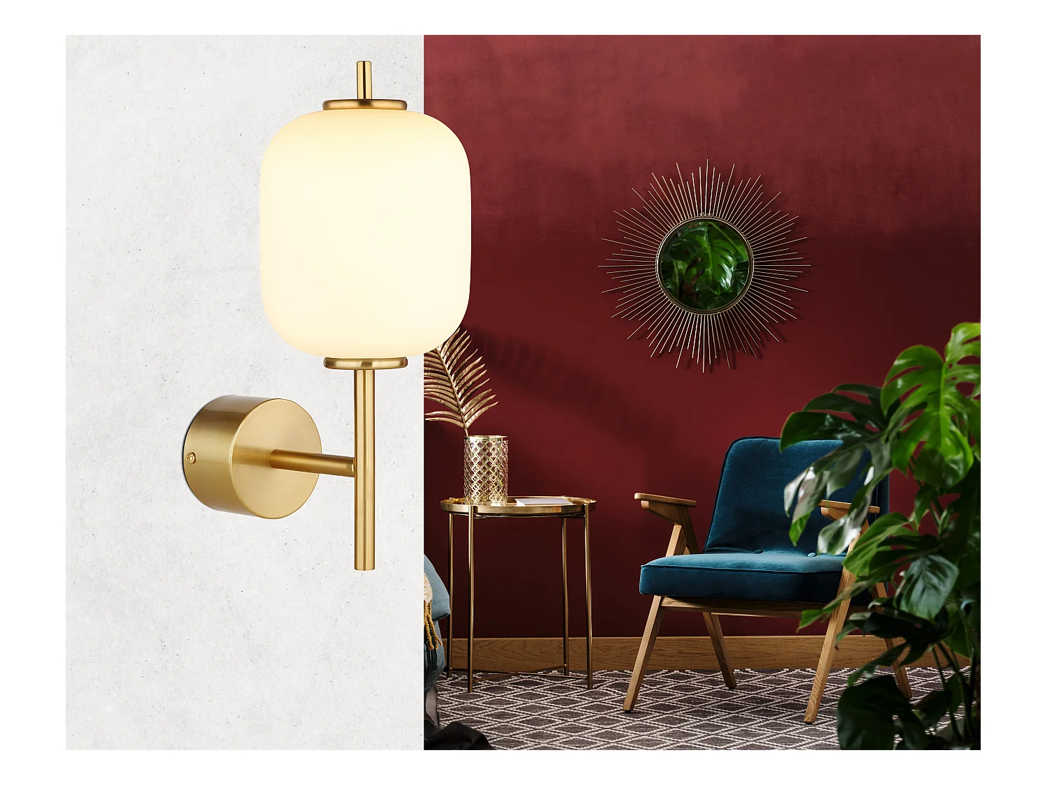 Applique murale métal couleur laiton, LED