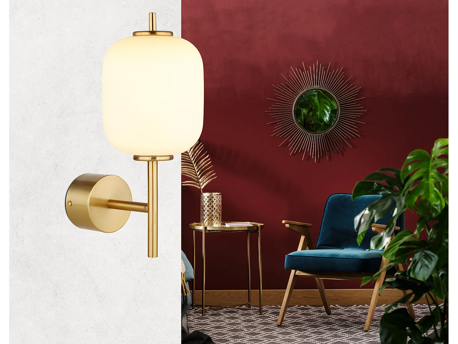 Applique murale métal couleur laiton, LED