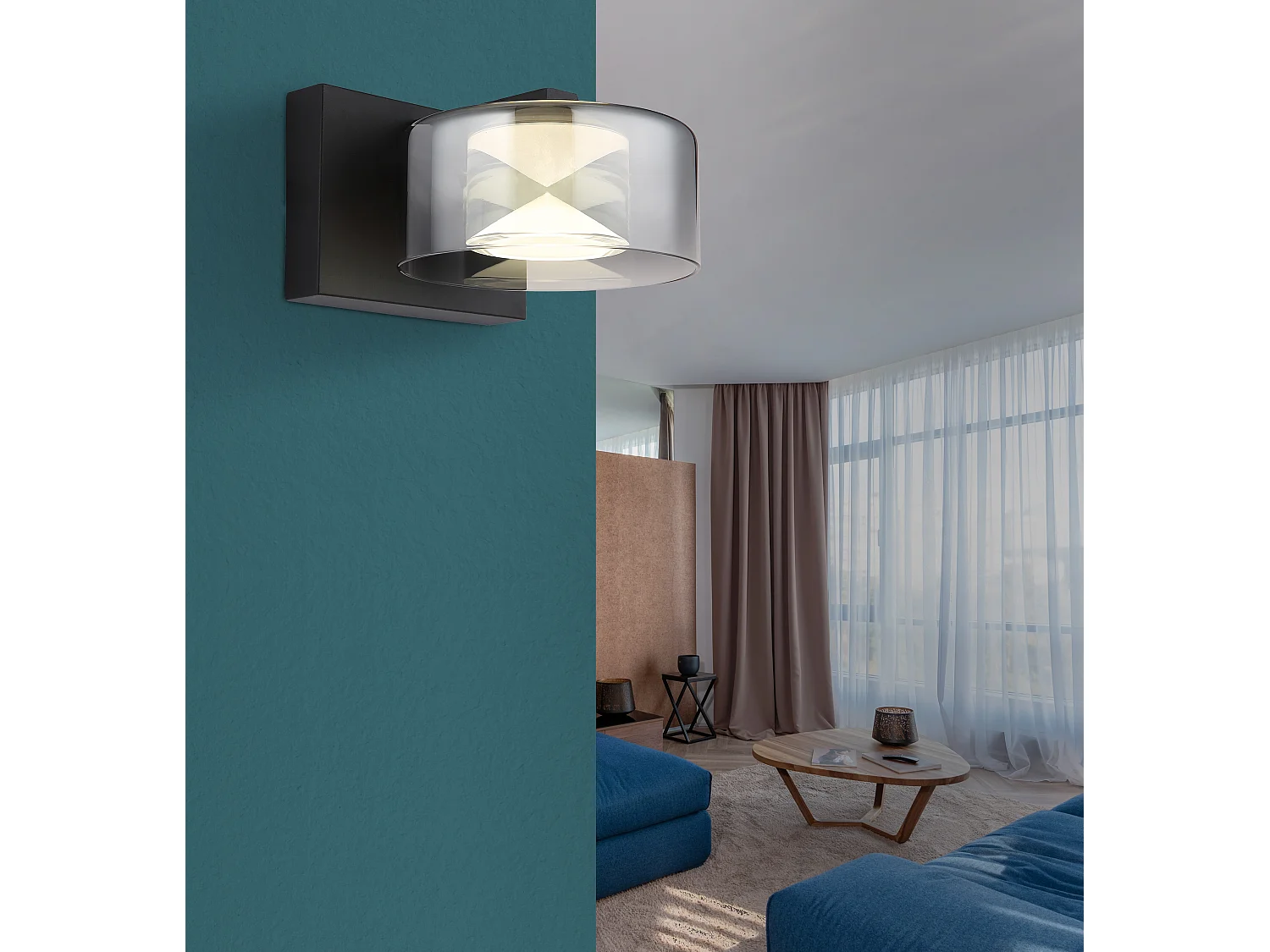 Applique murale métal noir mat, LED