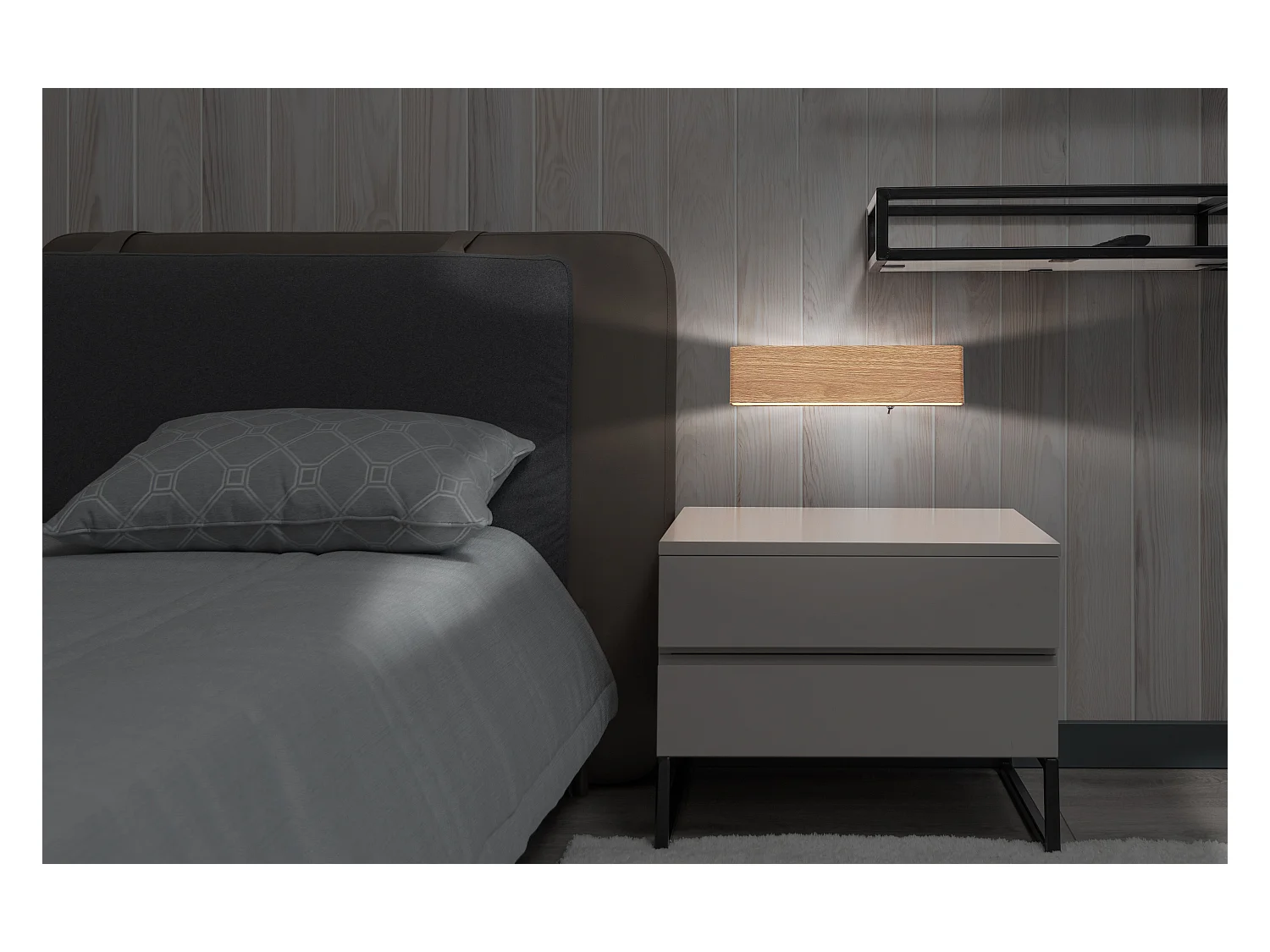 Applique murale métal décor bois, LED