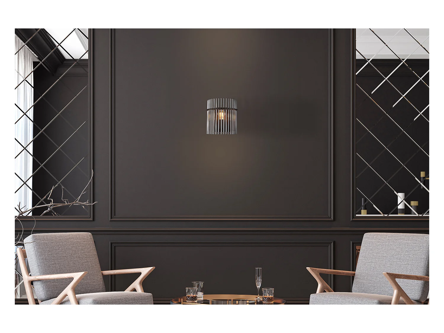 Applique metallo nero satinato, 1x E27