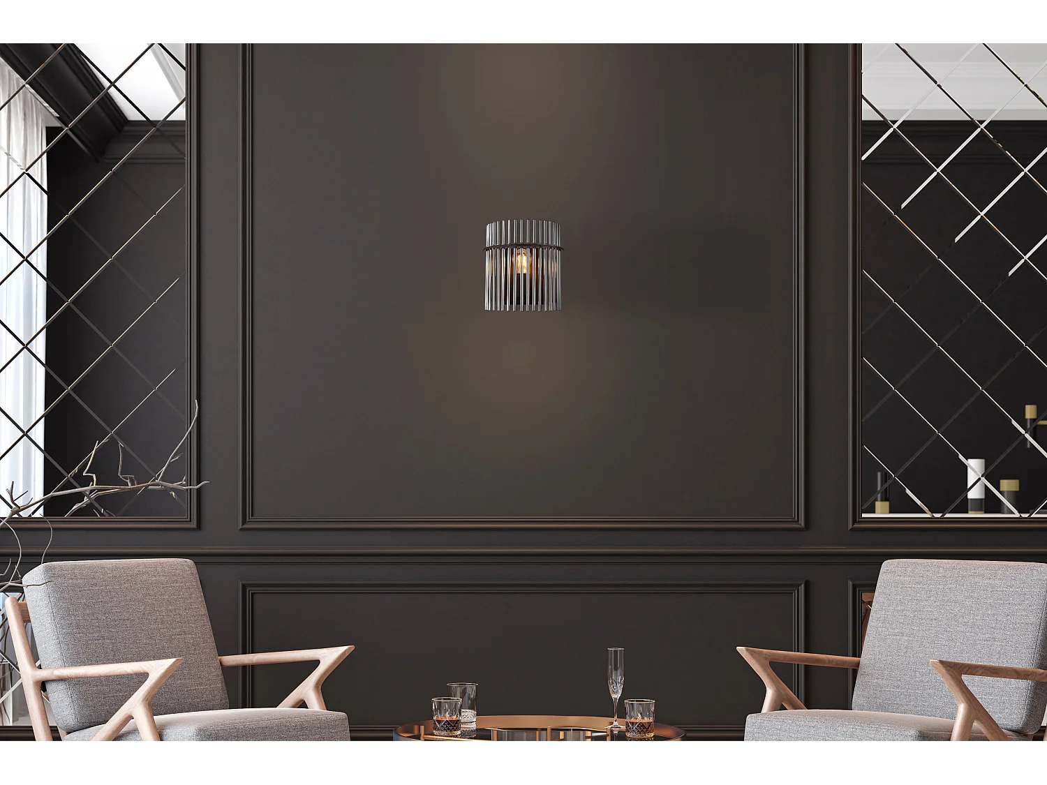 Wandleuchte Metall schwarz matt, 1x E27