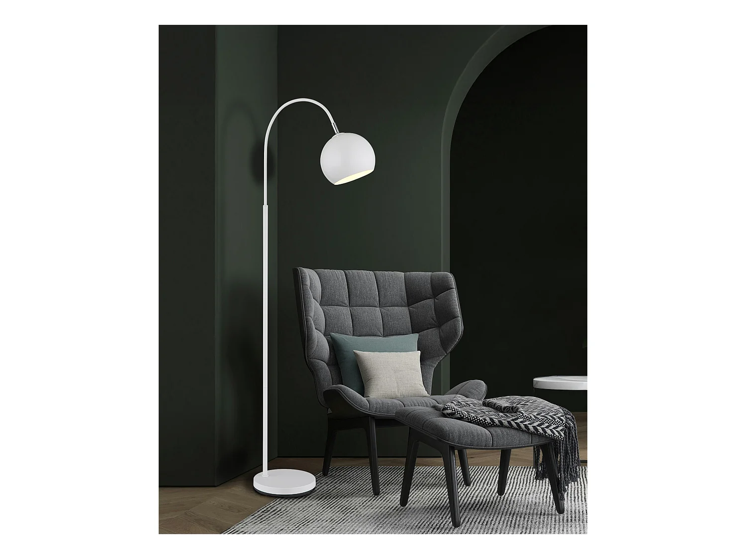 Lampadaire métal blanc mat, 1x E27