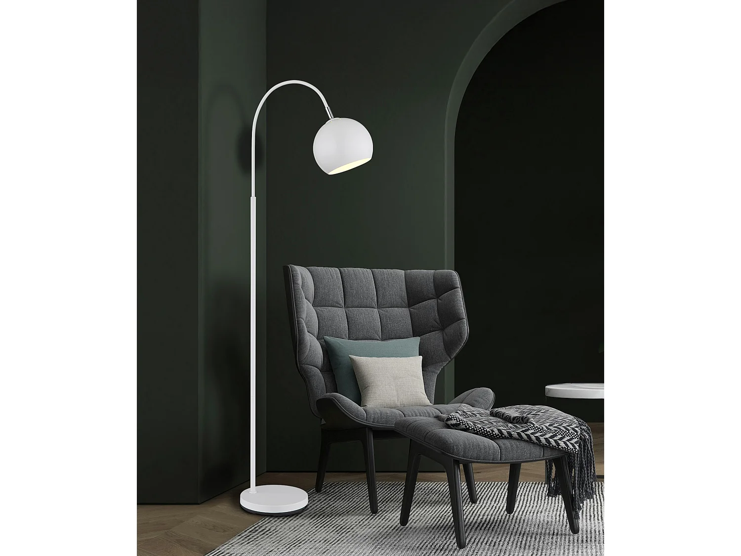 Vloerlamp metaal wit dof, 1x E27