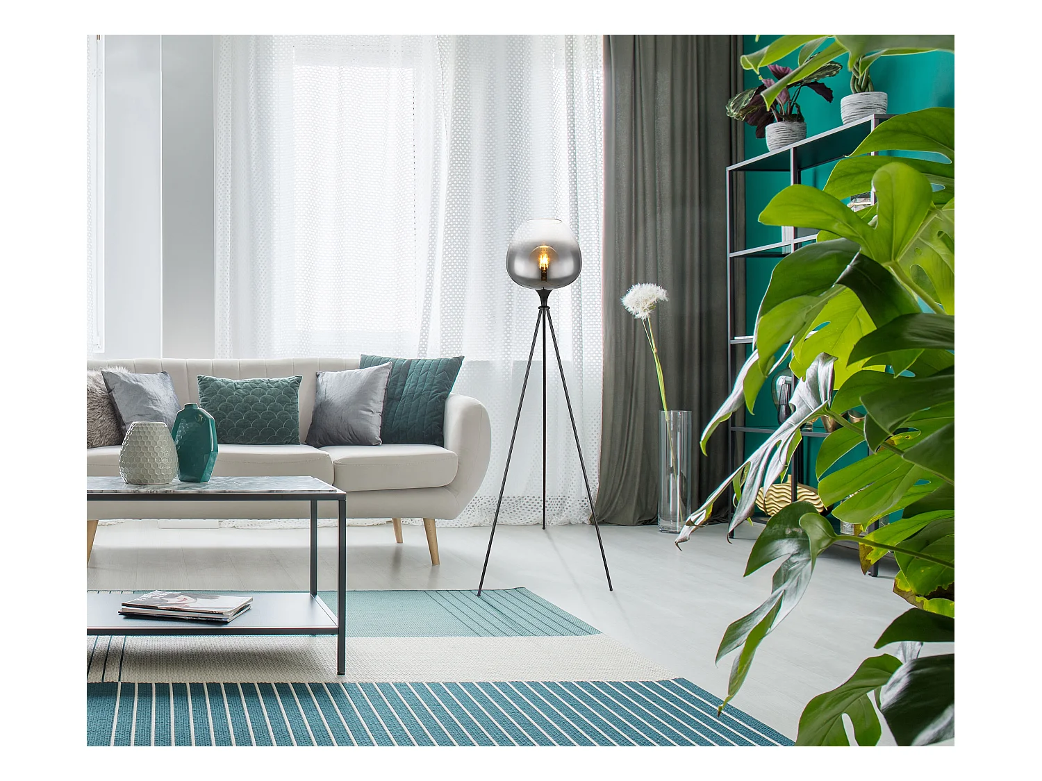 Vloerlamp metaal zwart dof, 1x E27