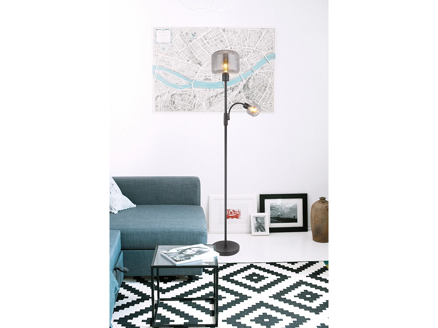 Stehleuchte Metall schwarz matt, 1x E27