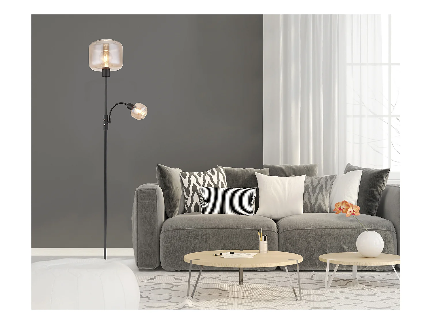 Piantana metallo nero satinato, 1x E27