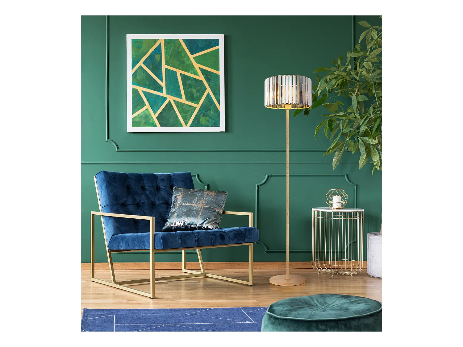 Vloerlamp metaal houtnerf, 1x E27