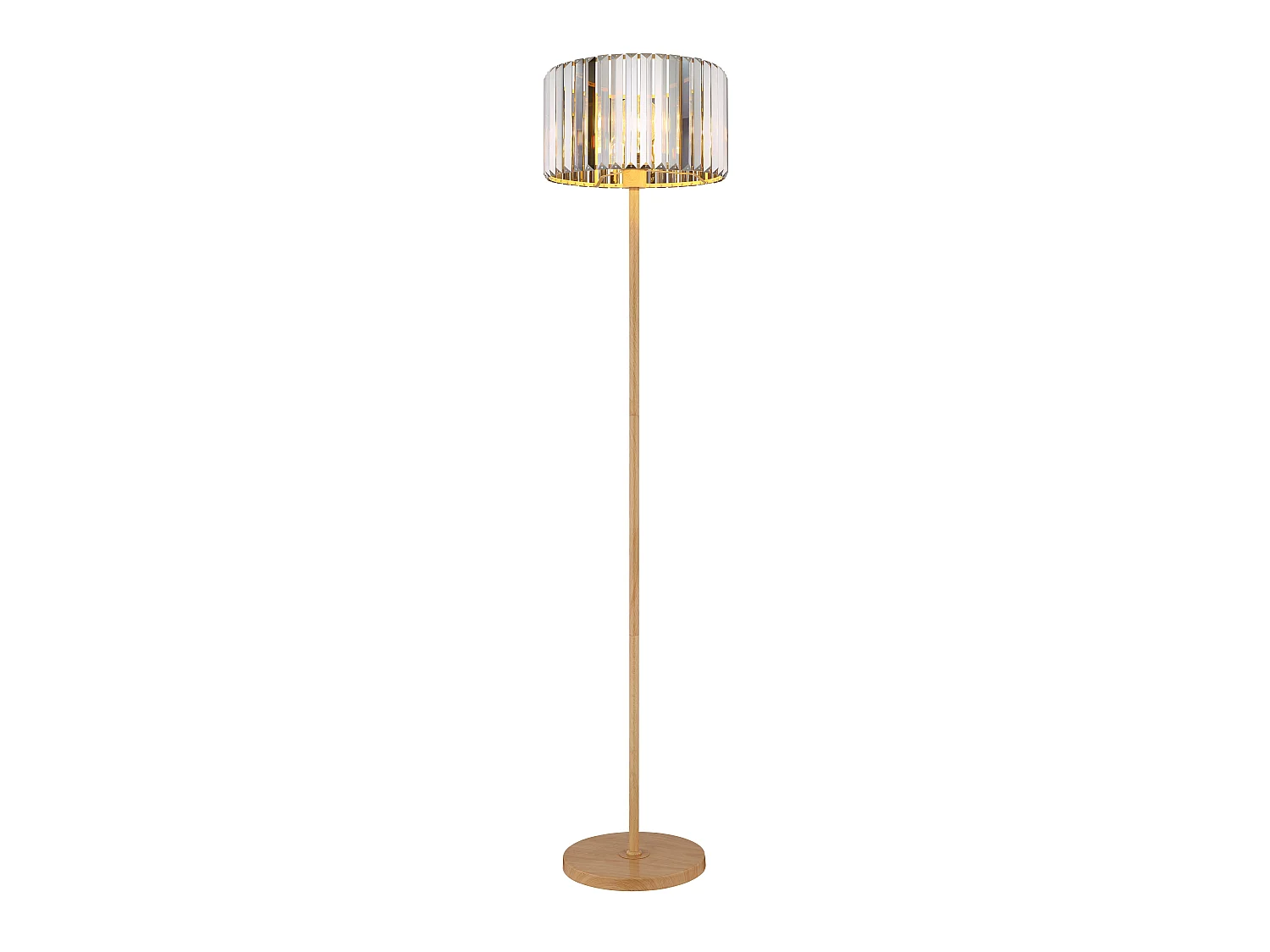 Lampadaire métal décor bois, 1x E27