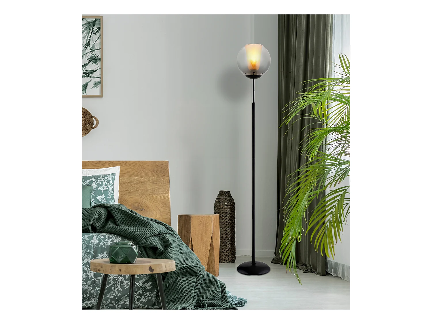 Lampadaire métal noir mat, 1x E27