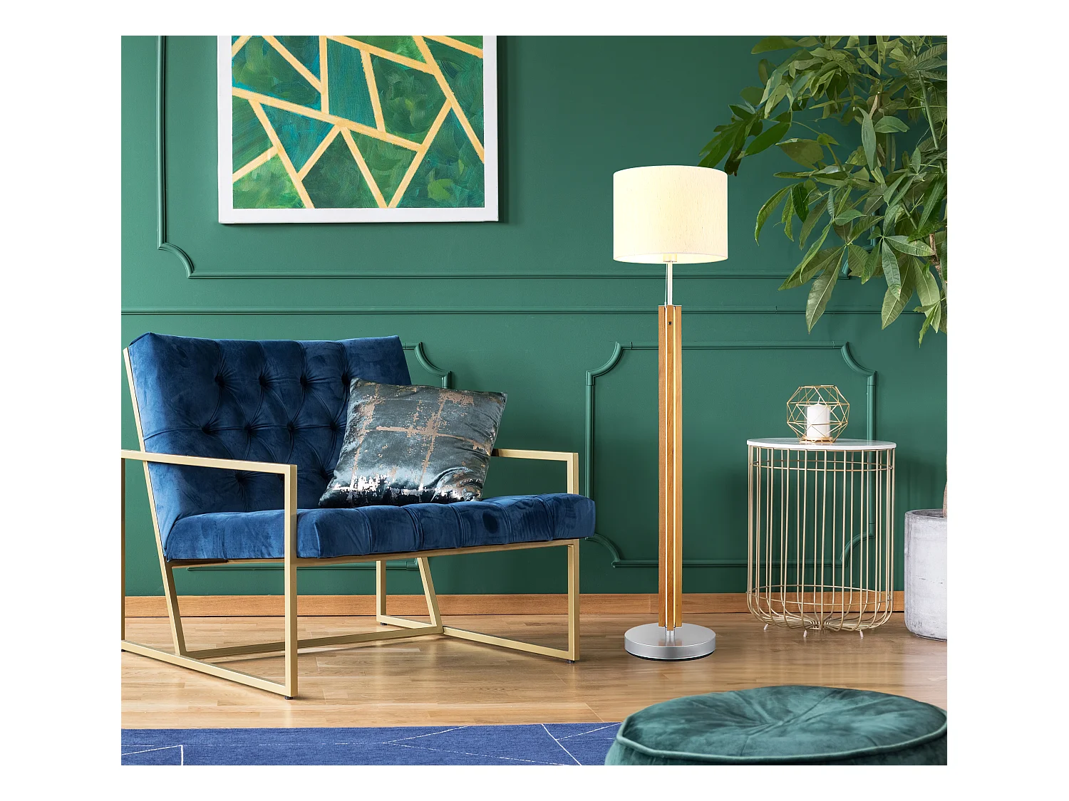 Lampadaire métal brun, 1x E27