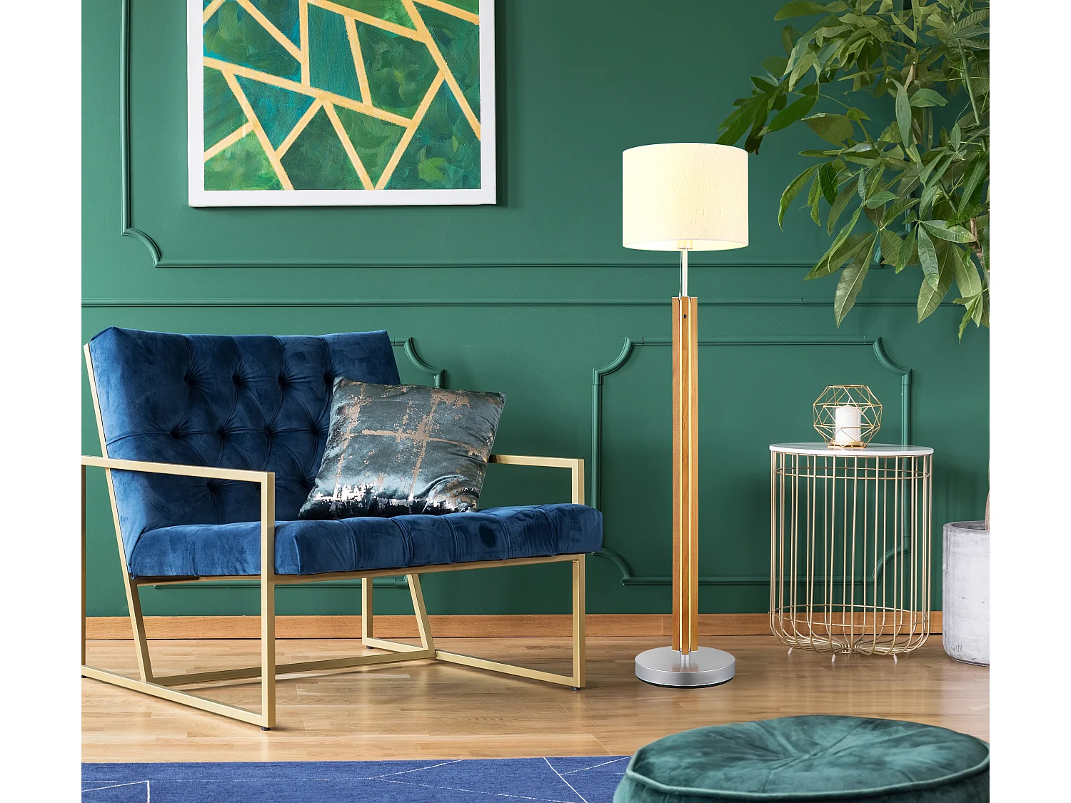 Lampadaire métal brun, 1x E27