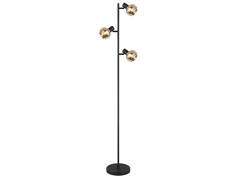 Lampadaire métal noir mat, 3x E14