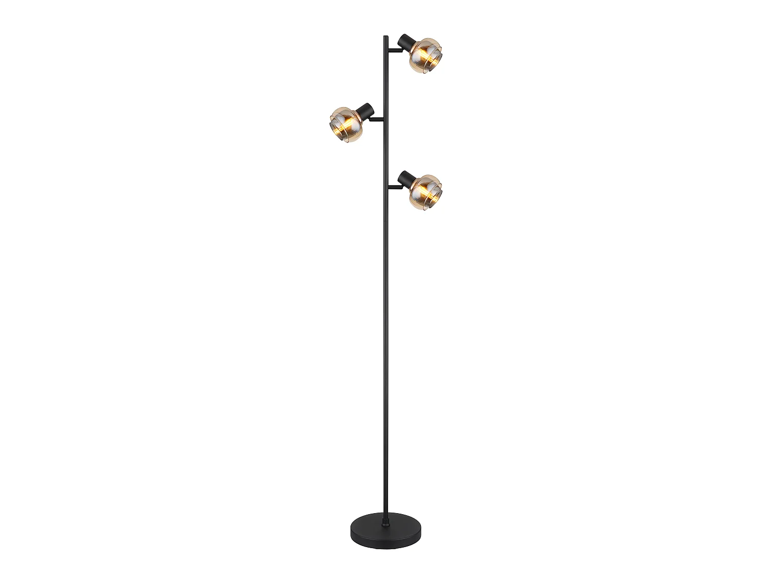 Lampadaire métal noir mat, 3x E14